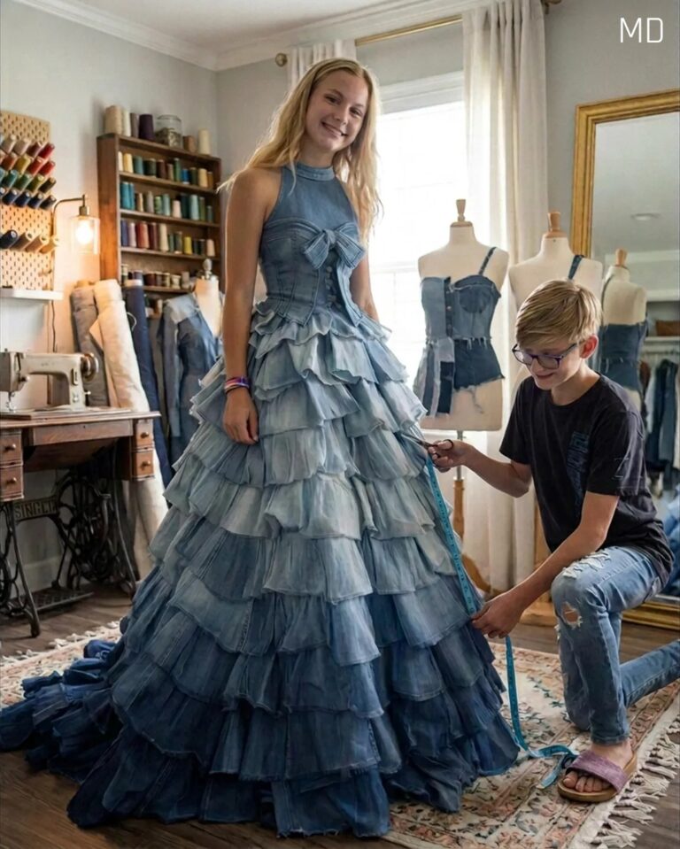 Everyone was shocked by what transpired at prom when my brother sewed my prom dress from our mother’s jeans.