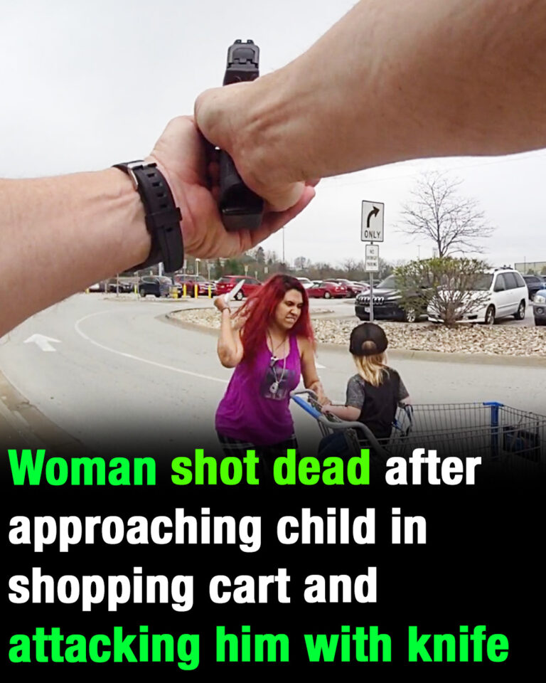 Woman shot dead after approaching child in shopping cart and attacking him with knife