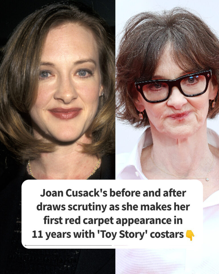 Fans are astounded by Joan Cusack’s first red carpet appearance with “Toy Story” performers in eleven years.